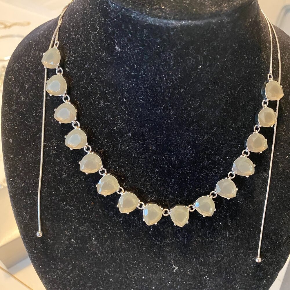 Lane Bryant Adjustable Grey Stone Necklace with Matching Bracelet